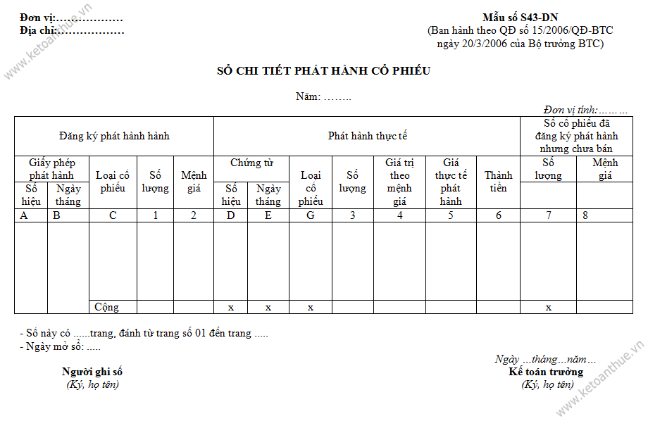 Mẫu số S43-DN, mau so S43-DN